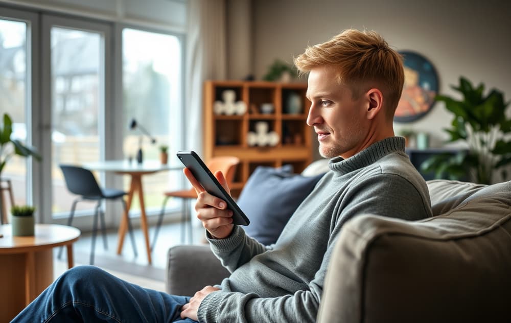 En person bruker Klarna-appen på mobilen for å sette inn penger på et casino.