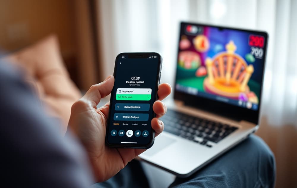 Person som setter inn penger på casino med Neosurf via mobilen.