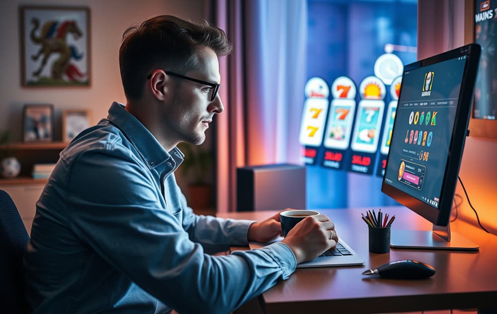 Spiller som prøver gratisspinn på nettcasino.