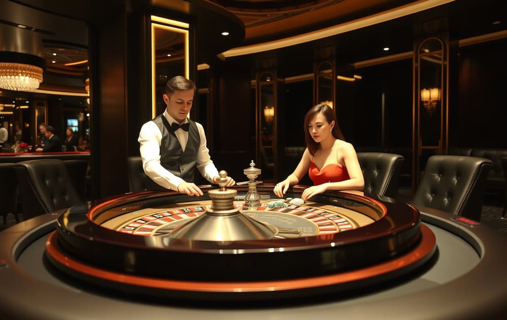 VIP-casino lounge med roulettebord og personlig vert