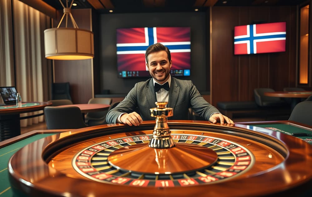 Live casino-studio med ekte dealer og roulette for norske spillere